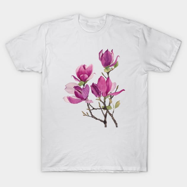 Watercolor magnolia T-Shirt by InnaPatiutko